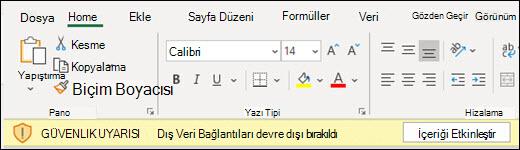 Dış Veri Bağlantıları devre dışı bırakıldı - Etkinleştirmek için İçeriği Etkinleştir'i işaretleyin.