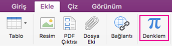 Ekle sekmesini tıklatın ve Denklem Seç'i tıklatın