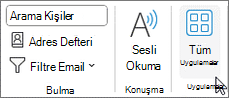 Windows için Outlook'taki Tüm Uygulamalar düğmesi