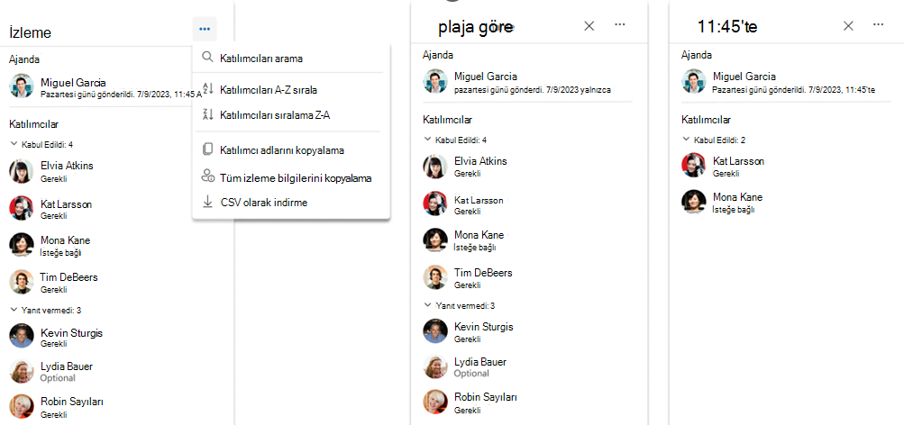 Toplantı katılımcılarını kopyalama ve dışarı aktarma ekran görüntüsü