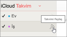 iCloud'da takvim paylaşma simgesi