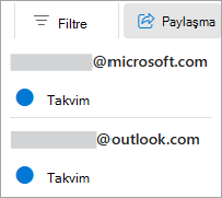Şeritten takvimi paylaş'ı seçin