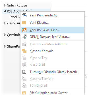 RSS akışı ekleme