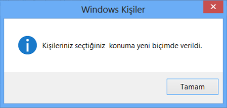 Kişilerinizin bir CSV dosyasına aktarıldığını gösteren son bir ileti görürsünüz.