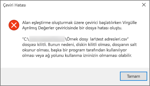 .csv dosyanızda kötü biçimlendirilmiş veriler bulunduğunda alacağınız hata iletisi budur.