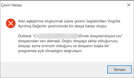 Bu, .csv dosyası boş olduğunda alacağınız hata iletisidir.