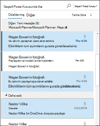 CTRL tuşunu kullanarak birden fazla ileti seçebilirsiniz.