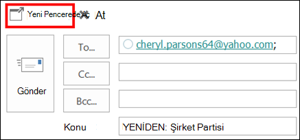İletiyi yeni bir pencerede açmak için Açılır Pencere'yi seçin.