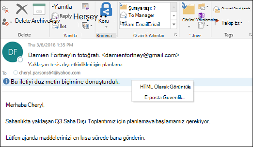 HTML olarak görüntülemek için Bilgi Çubuğu'na tıklayın.
