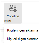 Yönet menüsünde kişileri içeri aktar seçimini yapın