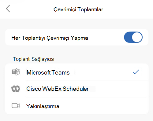 iOS üzerinde Outlook'ta varsayılan sağlayıcıyı seçin