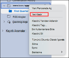 Outlook'ta klasör seçmeyi gösterir