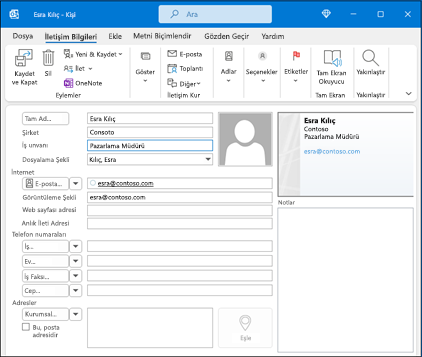 Outlook Yeni Kişi