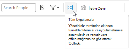 Windows üzerinde Outlook'ta daraltılmış şerit düzeninde Tüm Uygulamalar simgesi.