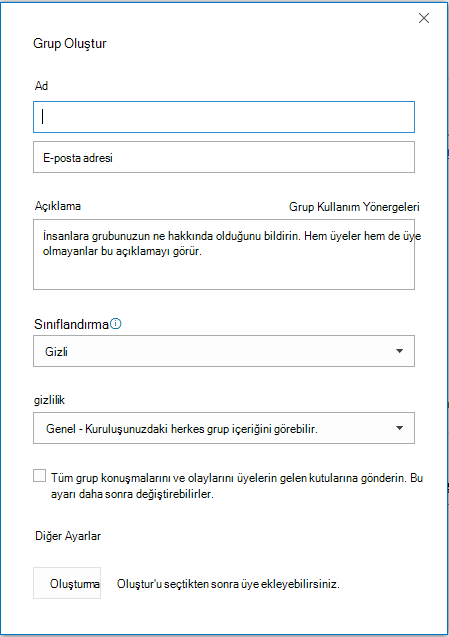 Grup oluşturun