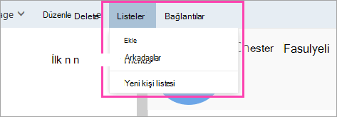 Listeler düğmesinin ekran görüntüsü
