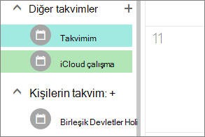 Web için Outlook'da Diğer takvimler altında görünen iCloud takvimi