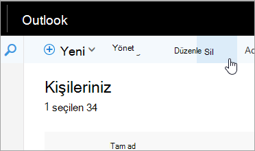 Outlook gezinti çubuğunun altındaki Sil düğmesinin ekran görüntüsü.