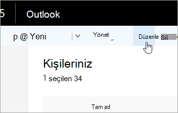 Outlook gezinti çubuğunun altındaki Düzenle düğmesinin ekran görüntüsü.