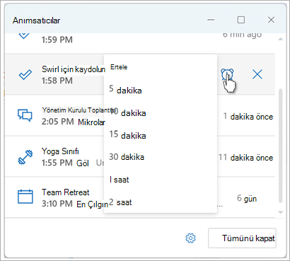 Outlook'ta anımsatıcıları ayarlama ekran görüntüsü sekiz