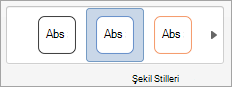 Şekil Stilleri grubundaki seçenekler
