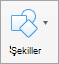Ekle sekmesindeki Şekiller düğmesi