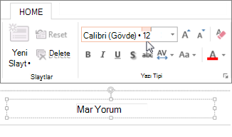 Altbilgi yazı tipini değiştirme