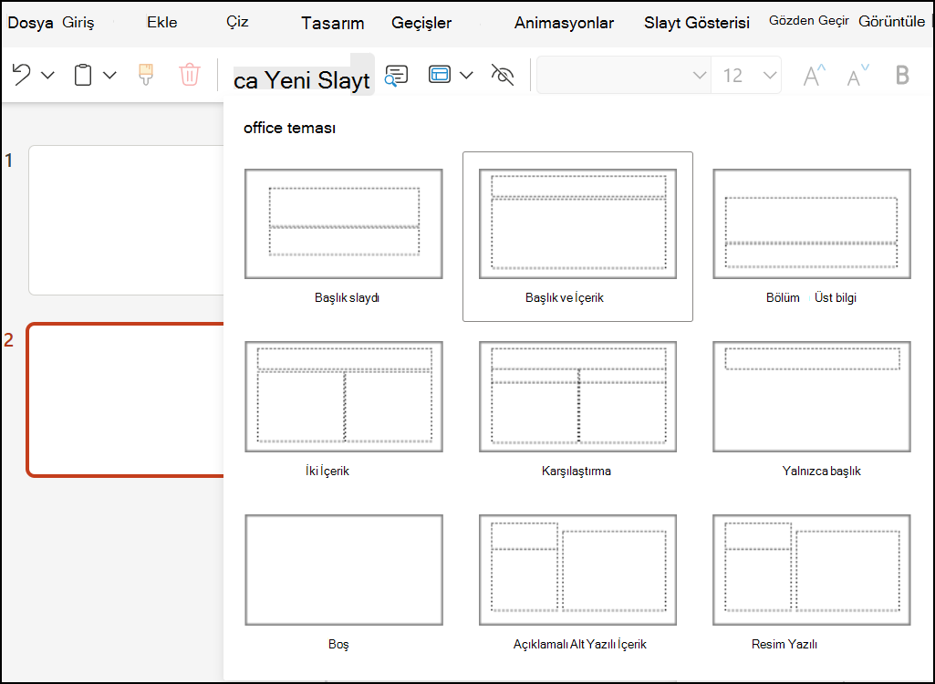 PowerPoint'te Slayt Düzenleri