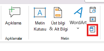 PowerPoint'te nesnenin ekran görüntüsü.