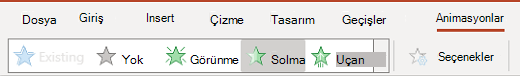 The animations pane in Web için PowerPointWeb için PowerPoint.