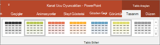 PowerPoint’te Tablo Stilleri’ni gösterir