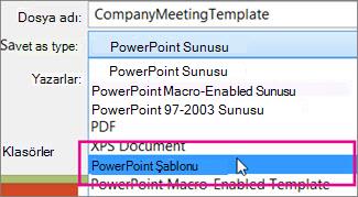 PowerPoint Şablonu olarak kaydetme