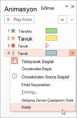 Animasyon efektini kaldırma 