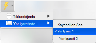 Bir yer işaretinde oynatılması için animasyon tetikle
