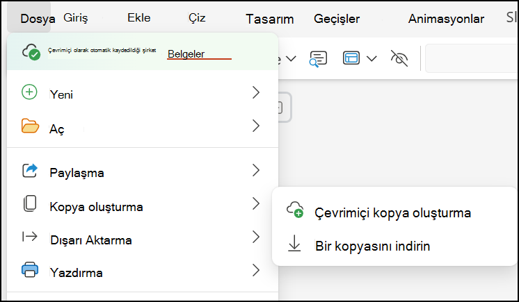 Sunuyu bilgisayarınıza kaydetmek için Kopyasını İndir özelliğini kullanma