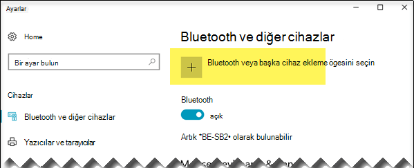 Bluetooth cihazı ekleme