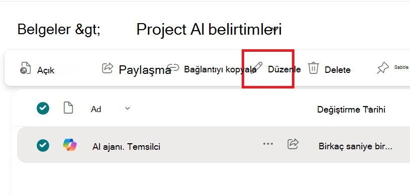 Aracı dosyasının bağlam menüsündeki düzenleme seçeneğini gösteren ekran görüntüsü.