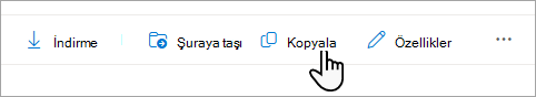 Görev çubuğundaki Kopyala komutu.