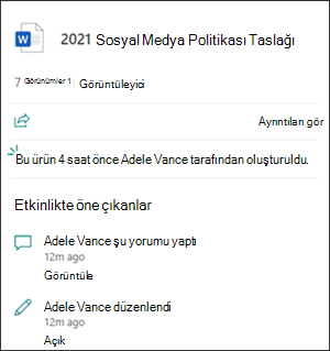 Dosya kartı etkinliğinde öne çıkanlar