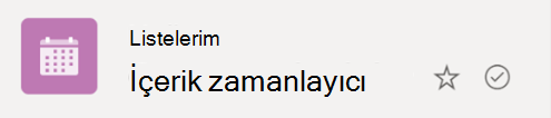 Daire içine alınmış onay işareti simgesi, listenin buluttan Windows cihazınıza eşitlendiğini gösterir.