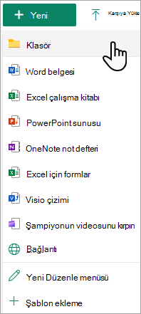 Yeni Klasör komutunu kullanarak, belge kitaplığına yeni klasör ekleyebilirsiniz.