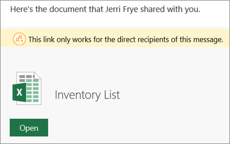 Paylaşılan SharePoint dosyası için örnek e-posta bildirimi