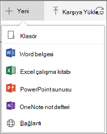 Office 365Office 365 Yeni klasör veya belge oluşturma