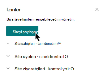 Siteyi Paylaş düğmesinin önizlemesi