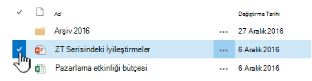 Adın solundaki onay işaretine tıklayarak bir dosya seçin