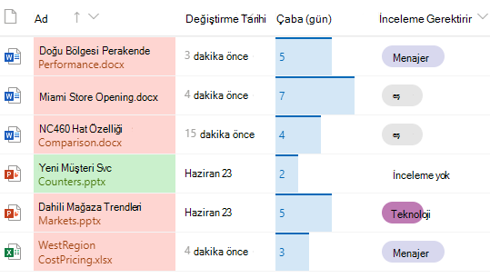 SharePoint belge kitaplığında biçimlendirilmiş sütunlar