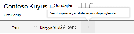 SharePoint Onine Belge Kitaplığı menüsü