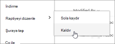 Sabitlemeyi düzenle ve Sabitlemeyi kaldır vurgulanmış olarak bir dosyayı vurgulama