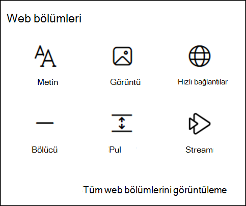 Araç kutusundaki web bölümleri
