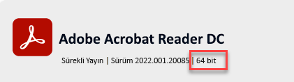 Adobe sürüm bilgileri hakkında.